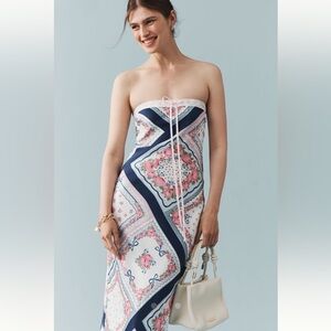 For Love & Lemons Daisy Mae Strapless Midi Slip Dress - Blue